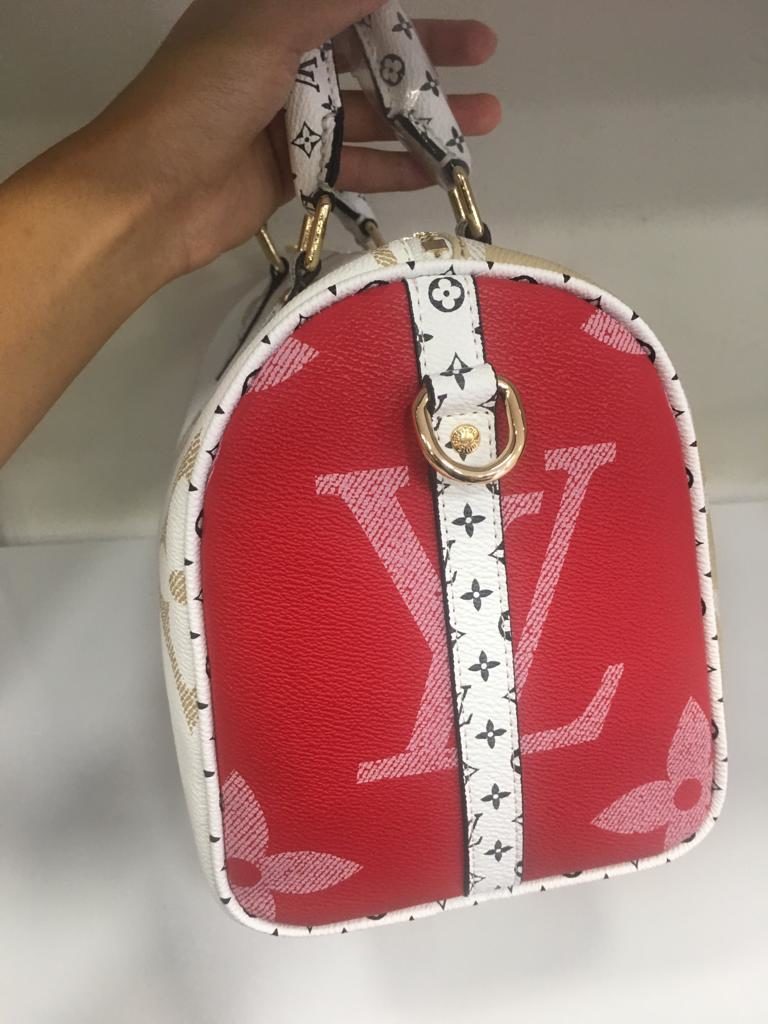 louis vuitton canta suni deri speedy monogram buyuk logo 30cm cift tarafli vizon beyaz