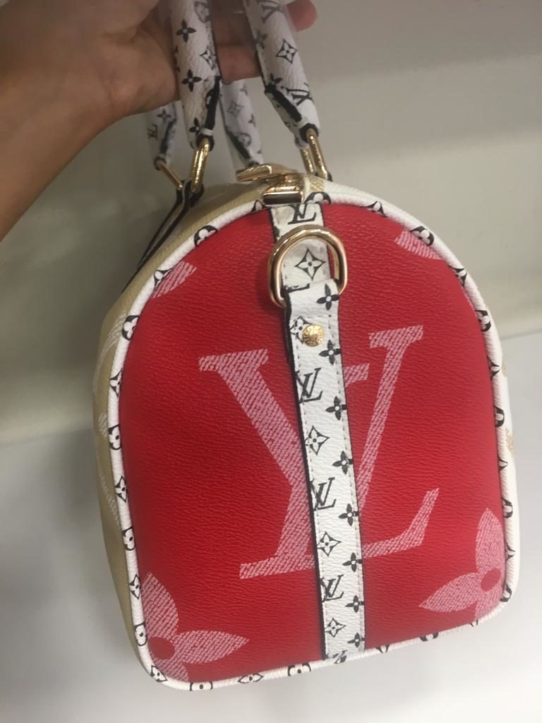louis vuitton canta suni deri speedy monogram buyuk logo 30cm cift tarafli vizon beyaz