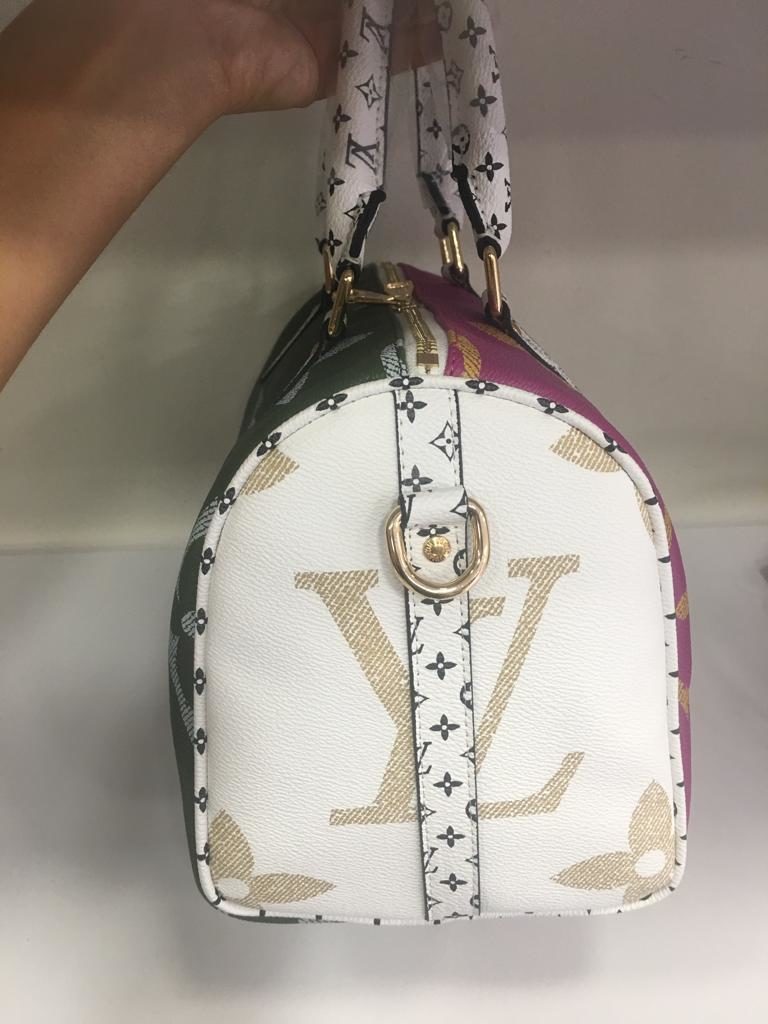 louis vuitton canta suni deri speedy monogram pembe fusya buyuk logo 30cm cift tarafli