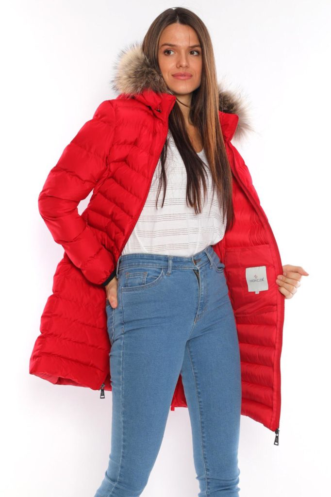 moncler mont uzun mat kirmizi renk