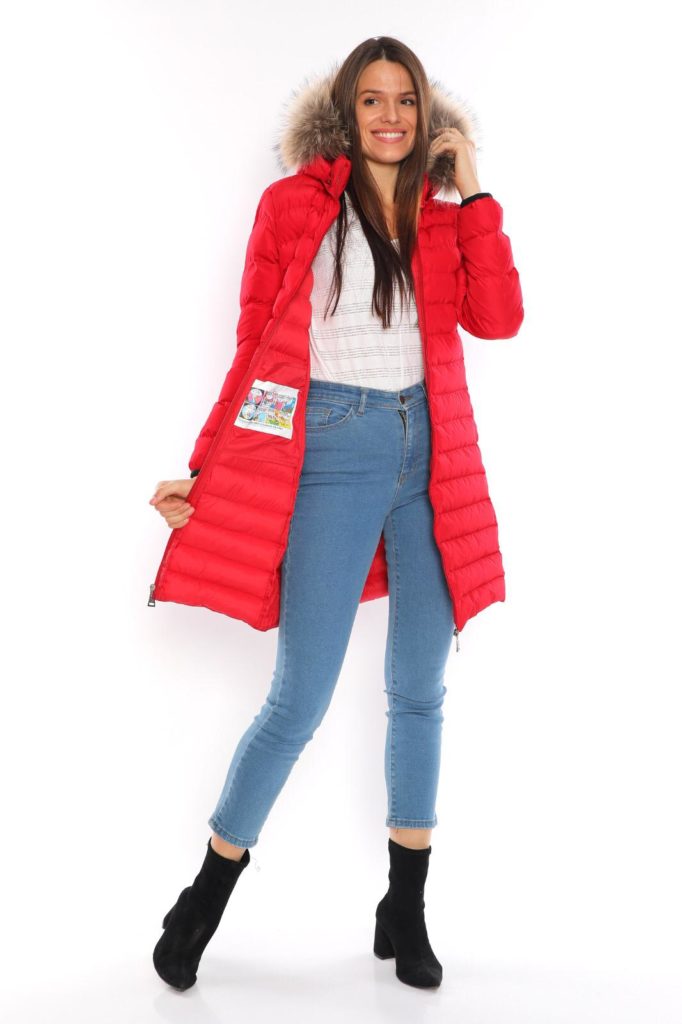 moncler mont uzun mat kirmizi renk