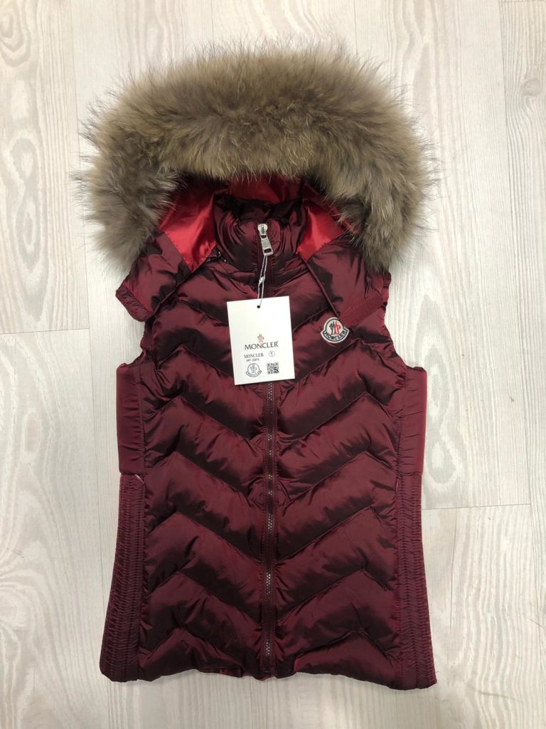 moncler yelek mat bordo zigzag kapusonlu