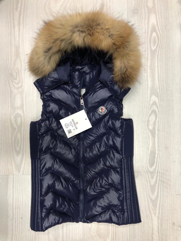 moncler yelek mat lacivert zigzag kapusonlu