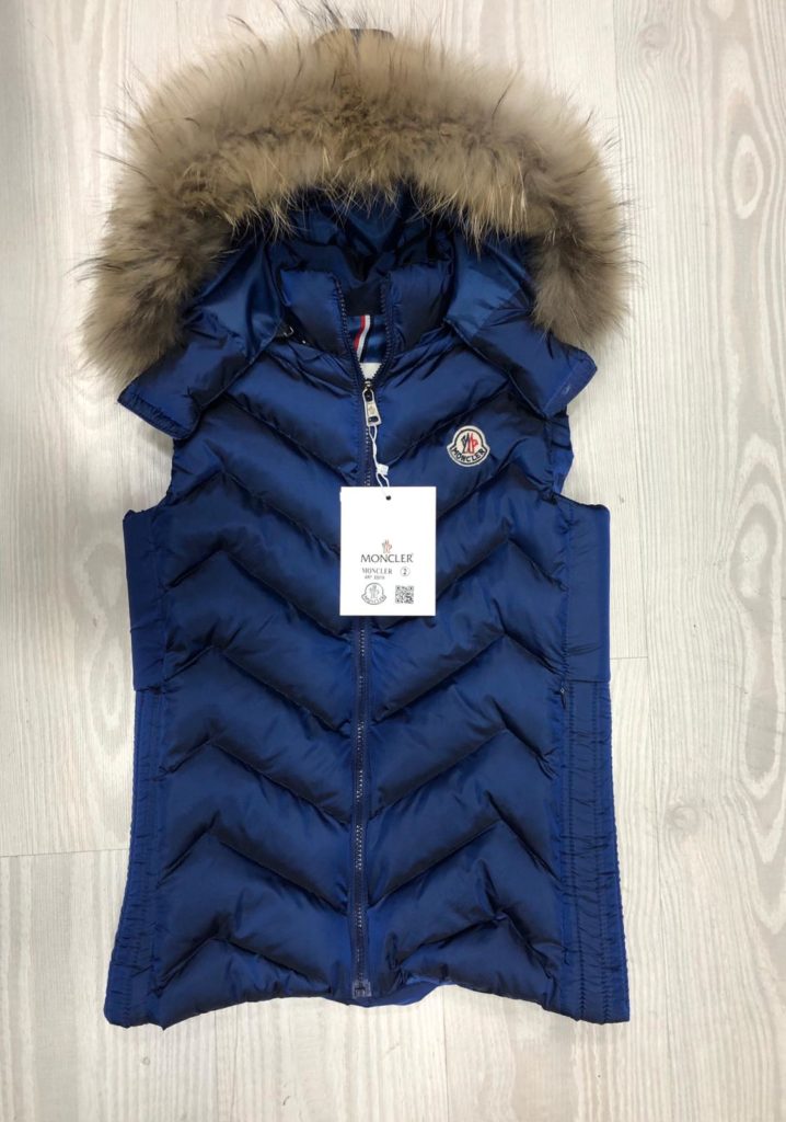 moncler yelek mat mavi zigzag kapusonlu