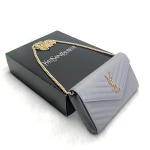 ysl saint laurent canta Quilted caviar clutch gri omuz cantasi tirtikli deri ithal 22.5x14 cm