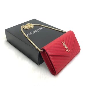 ysl saint laurent canta Quilted caviar clutch kirmizi omuz cantasi tirtikli deri ithal 22.5x14 cm