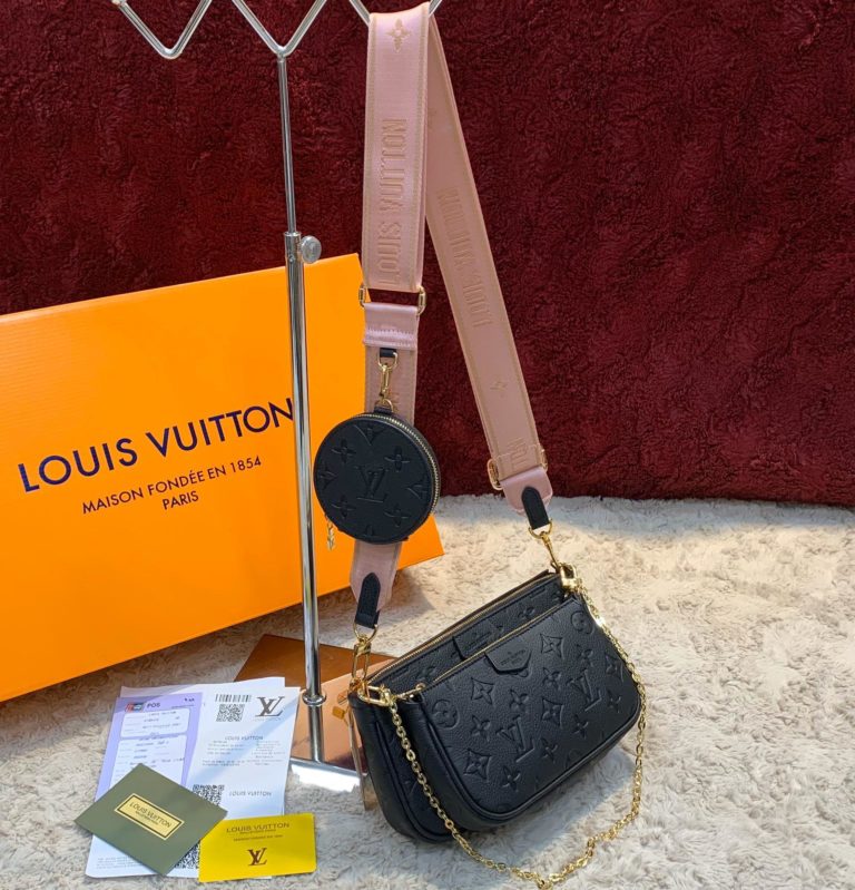 louis vuitton canta multi pochette siyah pembe aski