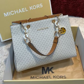 michael kors canta beyaz taba logo baski