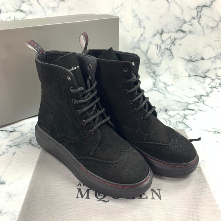 alexander mcqueen ayakkabi suet bot siyah