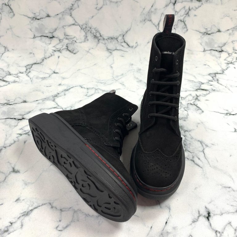 alexander mcqueen ayakkabi suet bot siyah