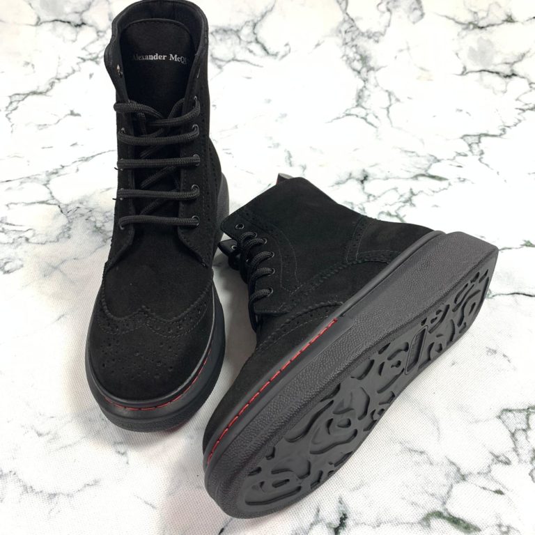 alexander mcqueen ayakkabi suet bot siyah