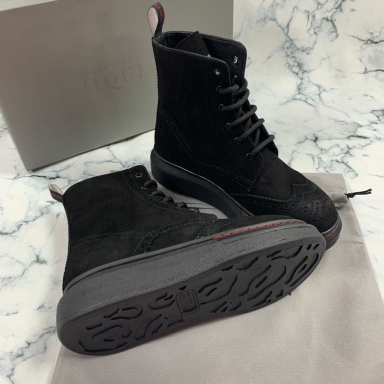 alexander mcqueen ayakkabi suet bot siyah