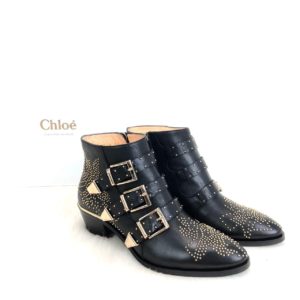 chloe ayakkabi susanna siyah gold deri bot