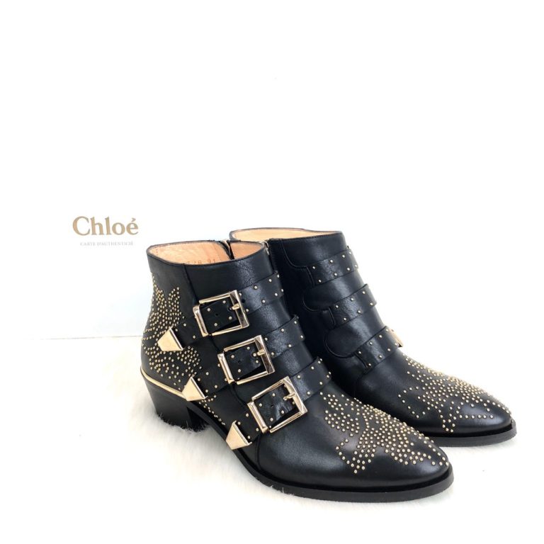 chloe ayakkabi susanna siyah gold deri bot