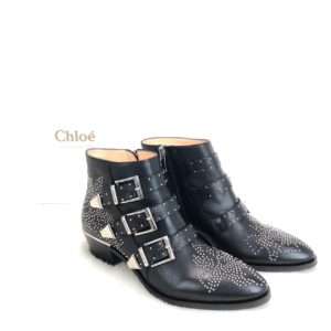 chloe ayakkabi susanna siyah silver deri bot