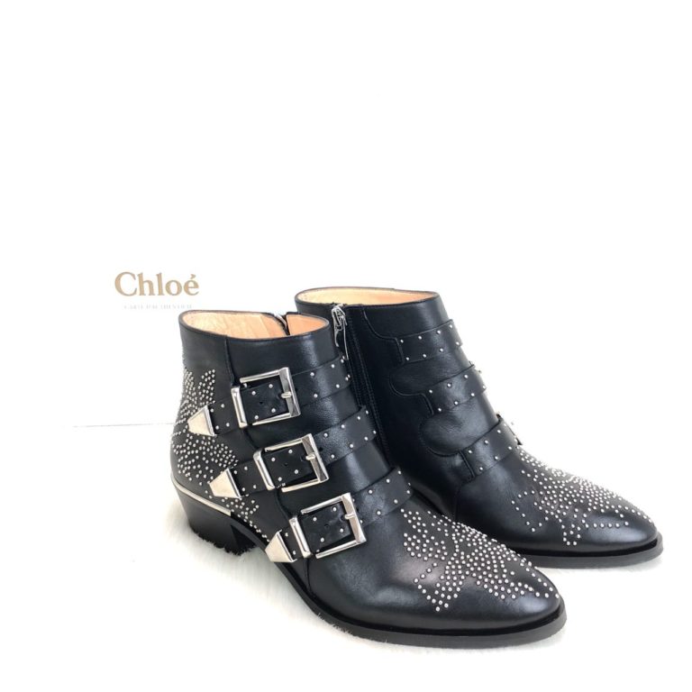 chloe ayakkabi susanna siyah silver deri bot
