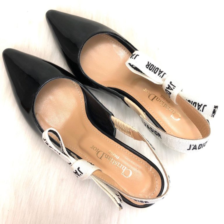 christian dior ayakkabi jadior slingback siyah rugan topuklu
