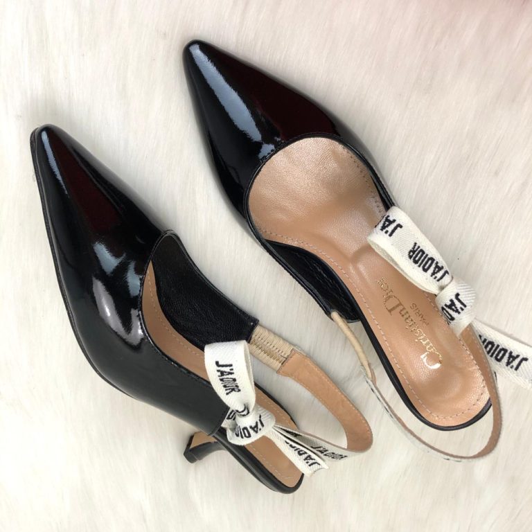 christian dior ayakkabi jadior slingback siyah rugan topuklu