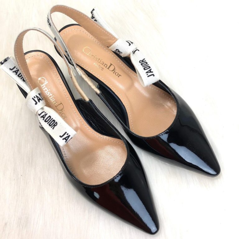christian dior ayakkabi jadior slingback siyah rugan topuklu