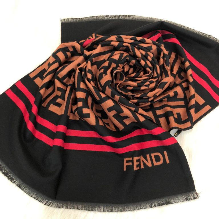 fendi atki kasmir ithal siyah turuncu 200x70