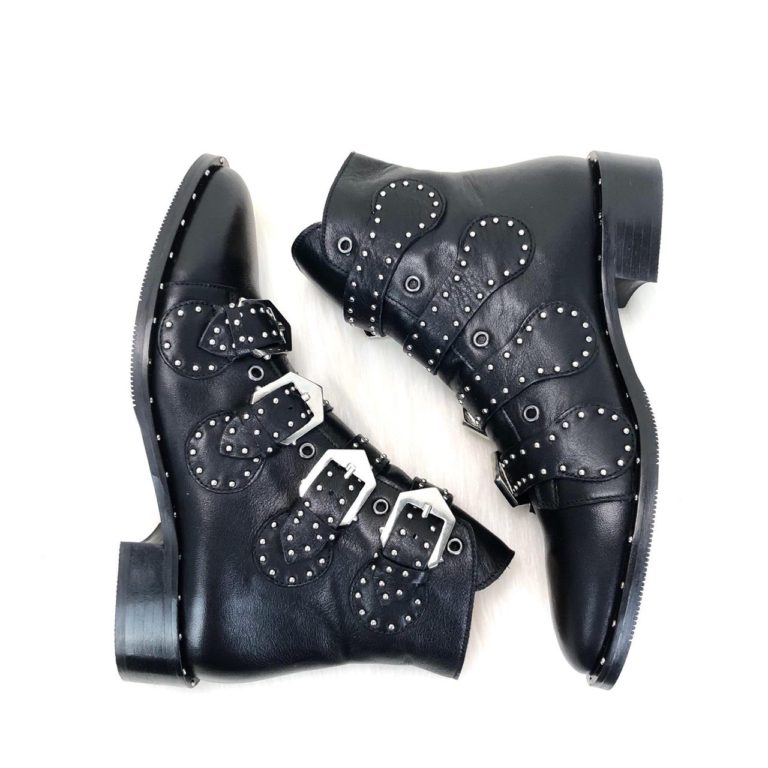 givenchy ayakkabi multi strap siyah suet deri bot