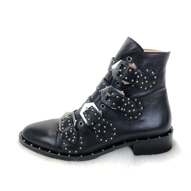 givenchy ayakkabi multi strap siyah suet deri bot