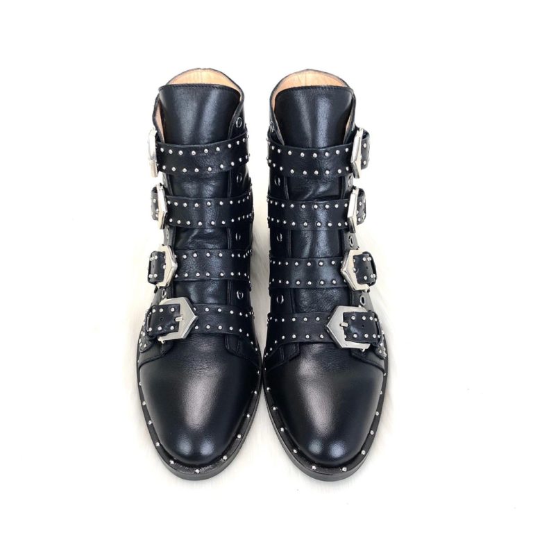 givenchy ayakkabi multi strap siyah suet deri bot