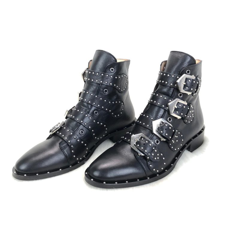 givenchy ayakkabi multi strap siyah suet deri bot