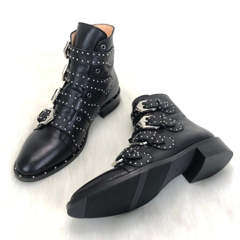 givenchy ayakkabi multi strap siyah suet deri bot