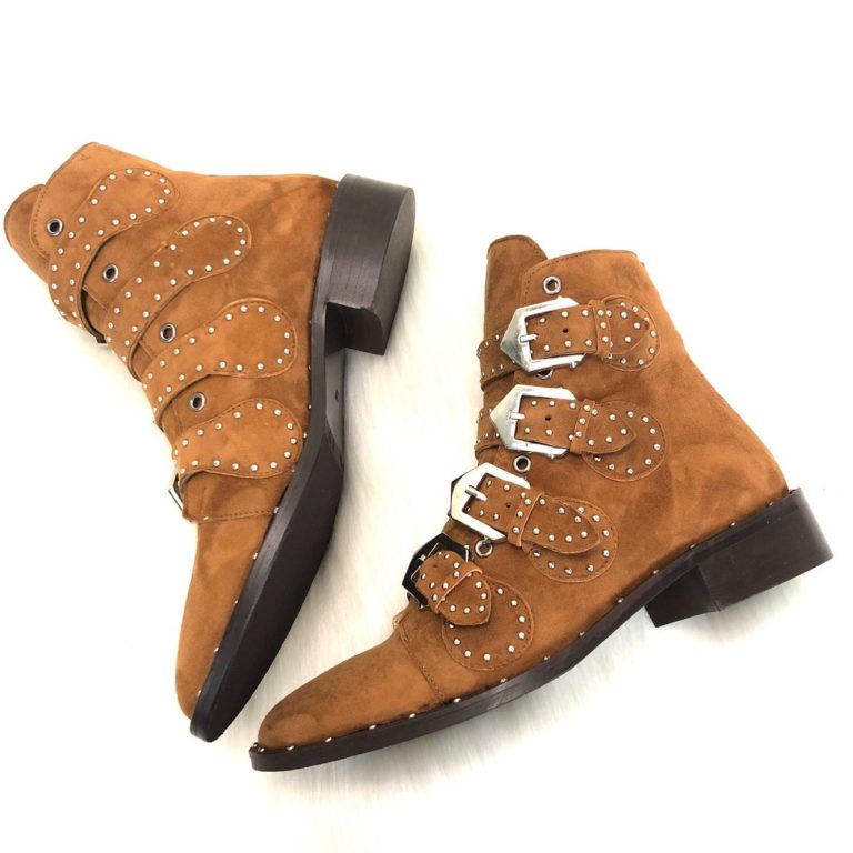 givenchy ayakkabi multi strap taba suet deri bot