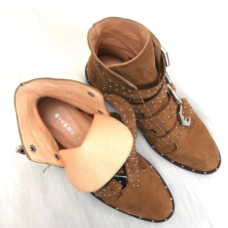 givenchy ayakkabi multi strap taba suet deri bot
