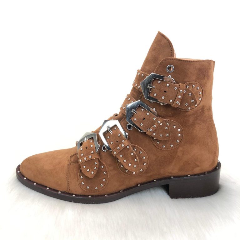 givenchy ayakkabi multi strap taba suet deri bot