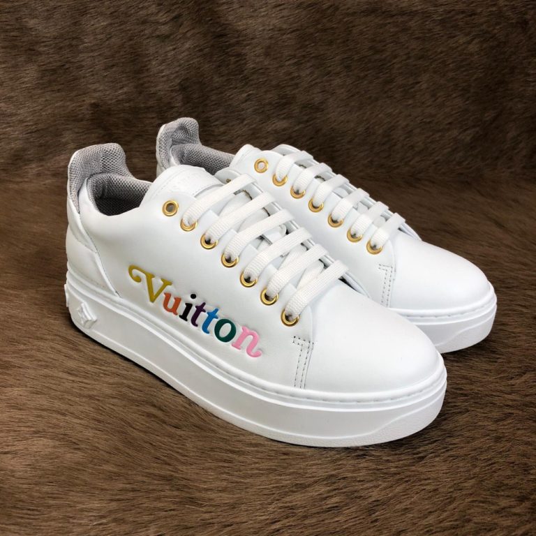 louis vuitton ayakkabi timeout sneaker beyaz deri taban 4cm