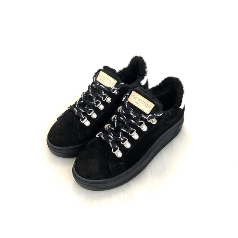 louis vuitton ayakkabi timeout sneaker siyah suet deri taban 4cm
