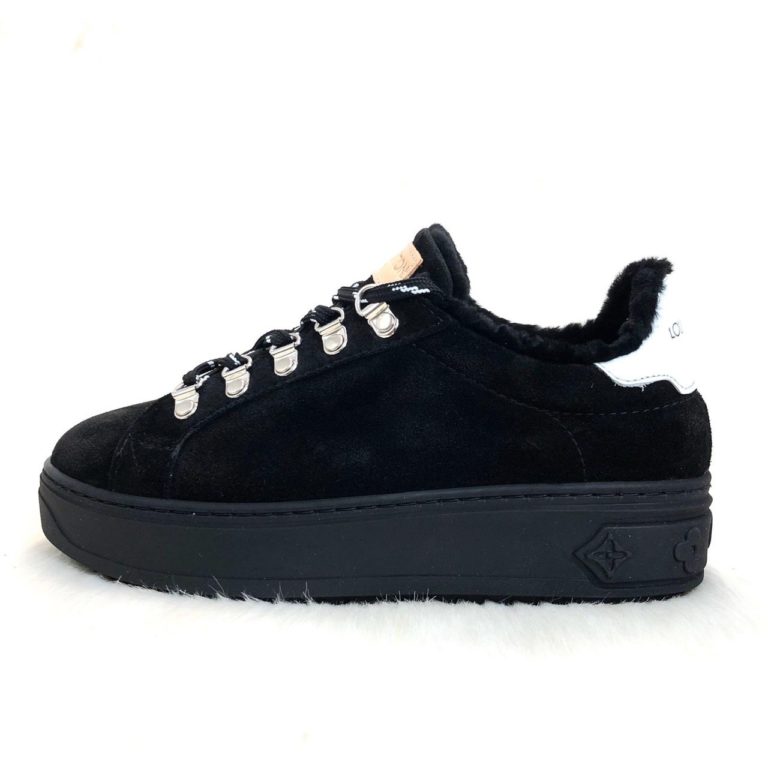louis vuitton ayakkabi timeout sneaker siyah suet deri taban 4cm