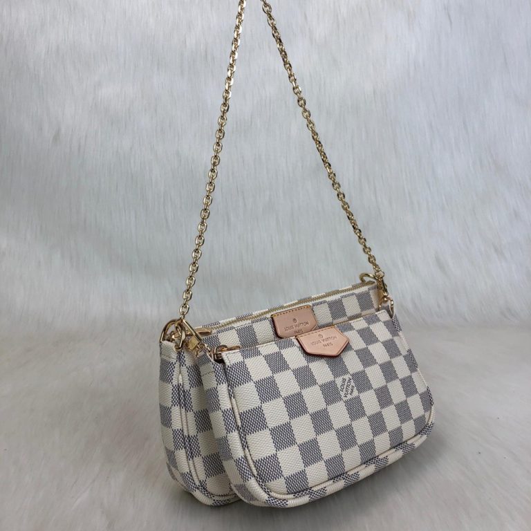 louis vuitton canta multi pochette beyaz damier siyah aski  3 parca
