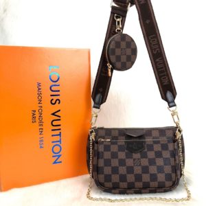 louis vuitton canta multi pochette kahve damier 24x13 ve18x9