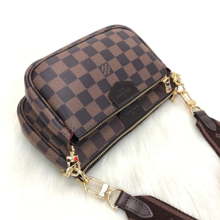 louis vuitton canta multi pochette kahve damier 24x13 ve18x9