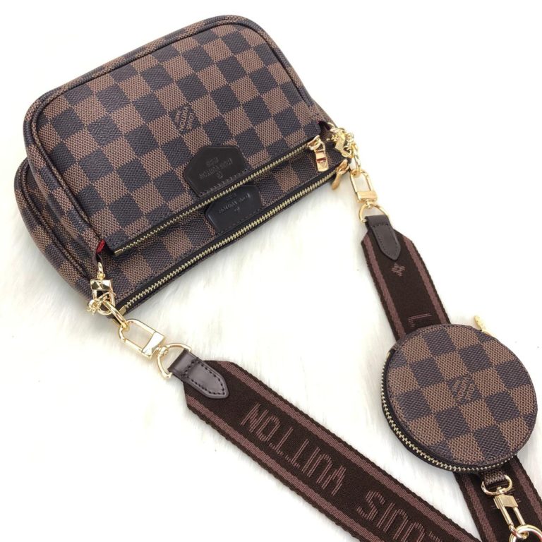 louis vuitton canta multi pochette kahve damier 24x13 ve18x9