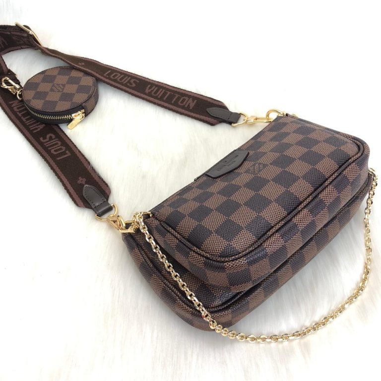 louis vuitton canta multi pochette kahve damier 24x13 ve18x9