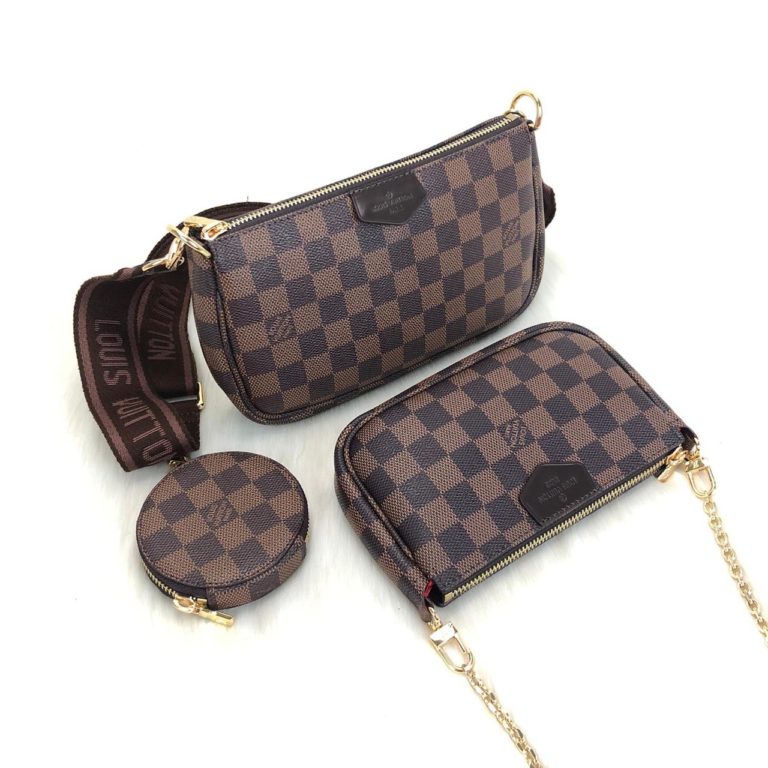 louis vuitton canta multi pochette kahve damier 24x13 ve18x9