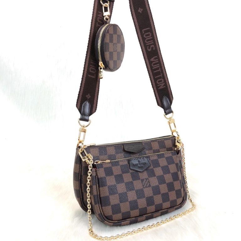 louis vuitton canta multi pochette kahve damier 24x13 ve18x9