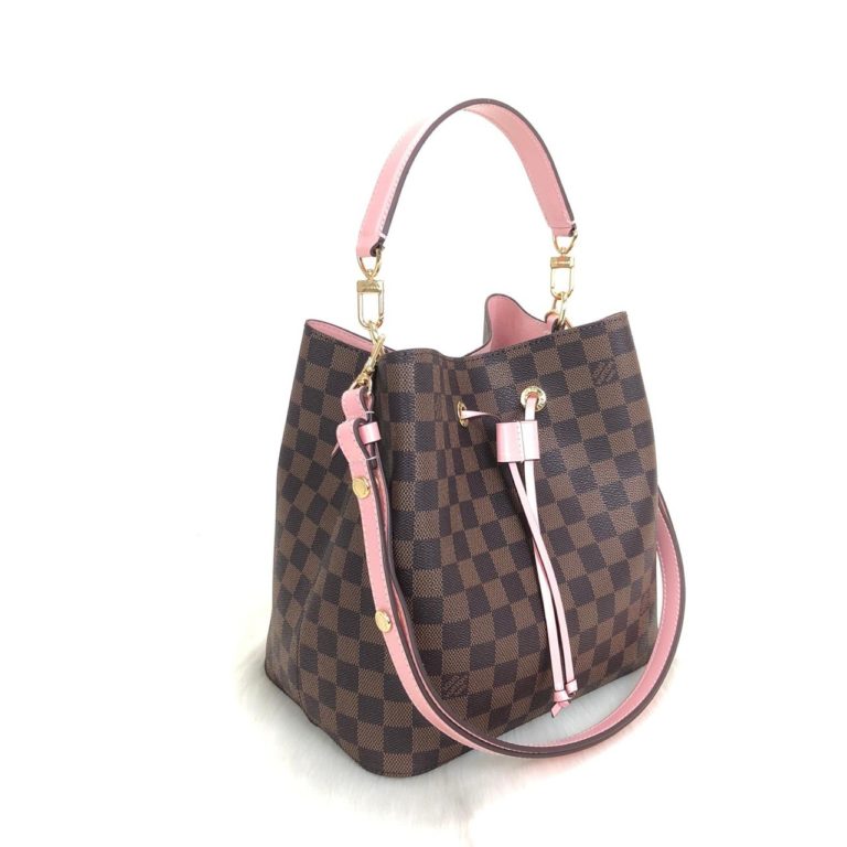 louis vuitton canta noenoe kahve pembe damier ithal 26x26cm