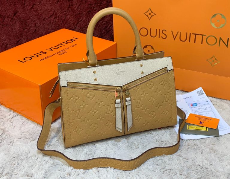 louis vuitton canta sully pm ithal sari krem 30x22 cm