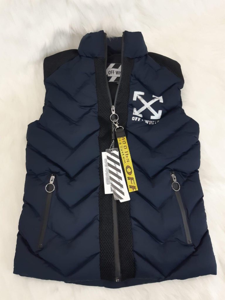 off white yelek gilet erkek lacivert microgel