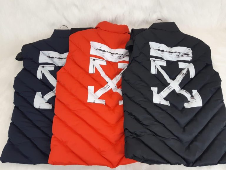 off white yelek gilet erkek siyah microgel