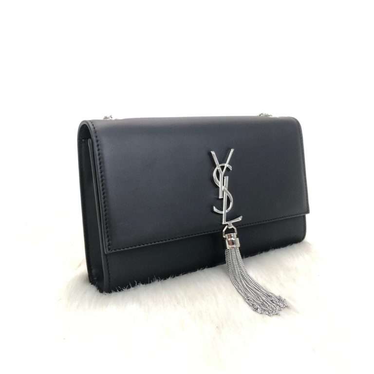 ysl saint laurent canta medium kate tassel chain siyah silver