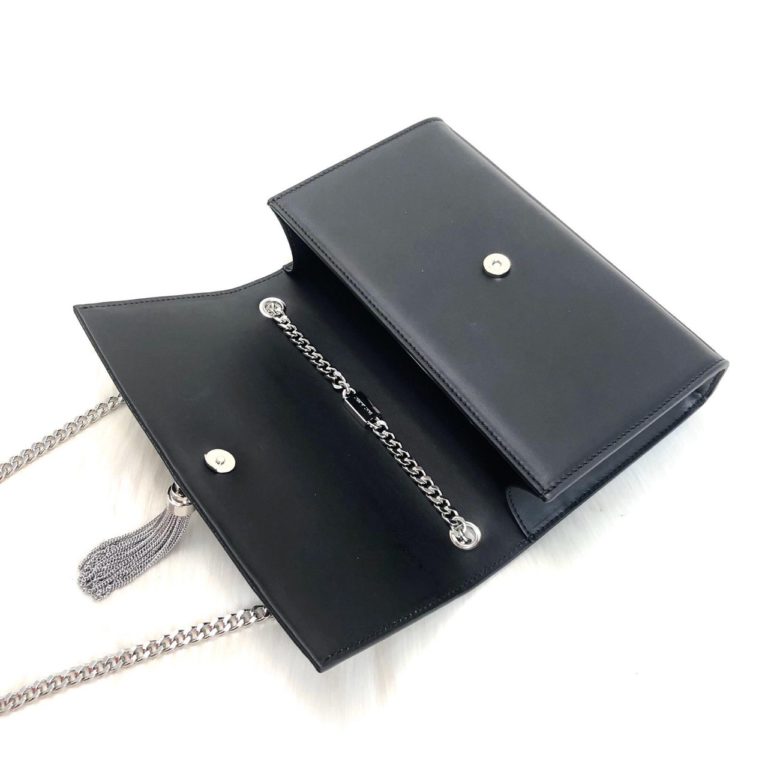 ysl saint laurent canta medium kate tassel chain siyah silver
