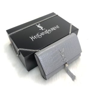 ysl saint laurent canta medium kate tassel gri silver