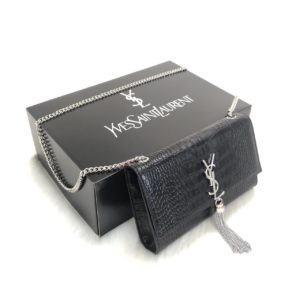 ysl saint laurent canta medium kate tassel siyah silver